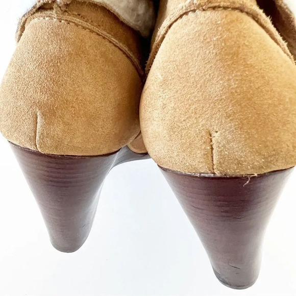 Michael Michael Kors Suede‎ Wedge Ankle Boot Size 8M Shearling Lined Glamping MK - Picture 6 of 8